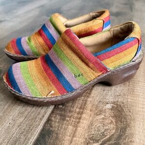 b.o.c. Born Concept Peggy Boho Multicolor Stripe Canvas Platform Clog, 9M
